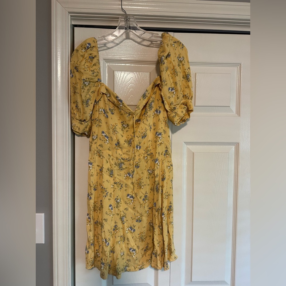 Reformation Yellow Puff Sleeve Sundress